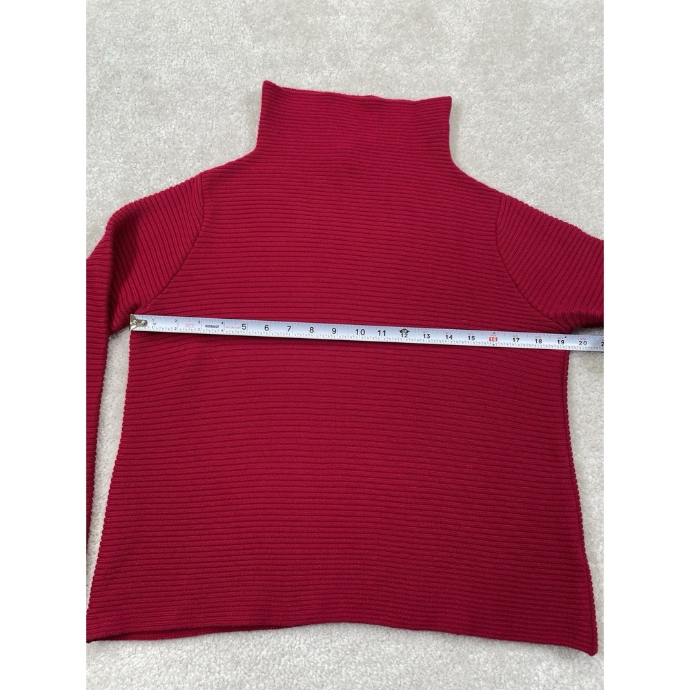 Eileen Fisher Merino Wool Funnel Neck Sweater Womens PP Petite (2P-4P)Red Ribbed - Picture 3 of 9